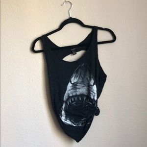 Knotted “Jaws” Tank Top with Ripped Back